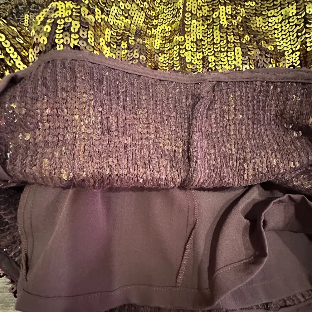 FRENCH CONNECTION Estari Sequin Cutout Gold Ombré Mini Dress - Size 2 - Picture 12 of 15